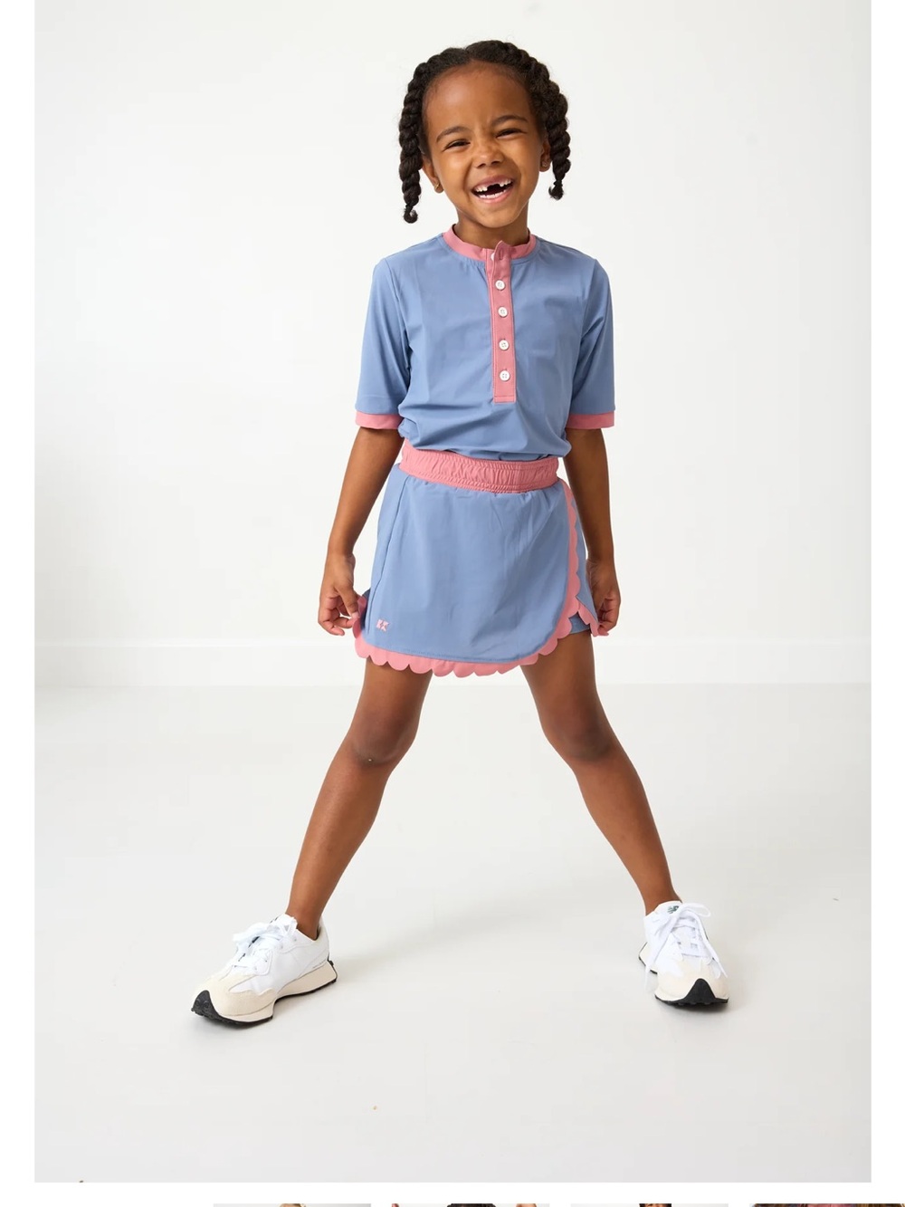 Girls Blue and Pink Athletic Skort Set